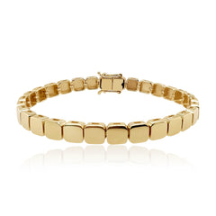 Large golden square bracelet in 14k gold, bold fine gold jewelry for modern luxury style
