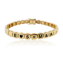 Load image into Gallery viewer, Large Golden Square Personalized Enamel Bracelet
