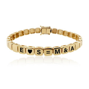 Large Golden Square Personalized Enamel Bracelet