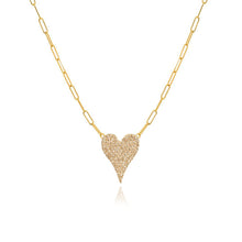 Load image into Gallery viewer, Large Pave Heart Paperclip Necklace
