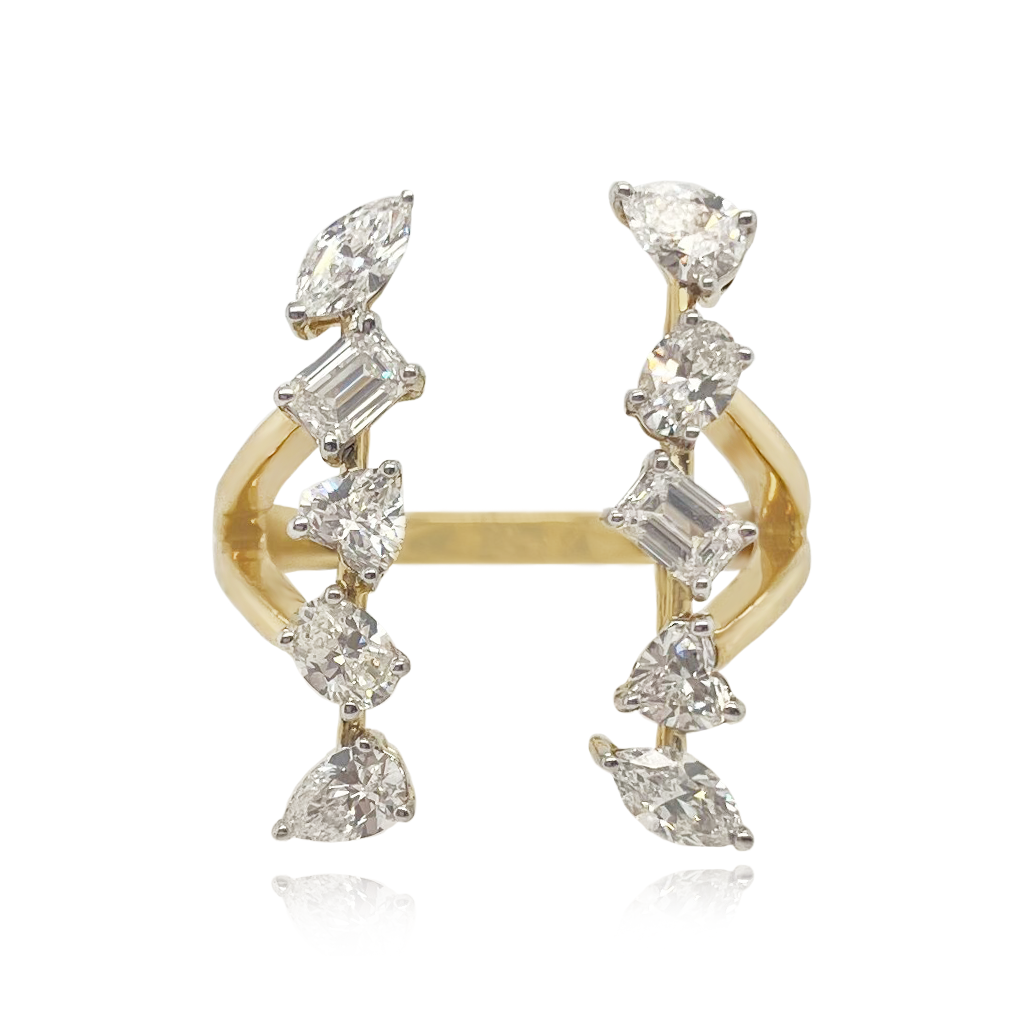 Multi Shape Diamond Open Ring – Alev Jewelry