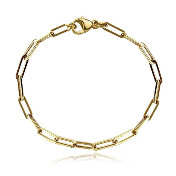 Large Paperclip Anklet in 14k gold, bold and modern fine gold jewelry for everyday wear.