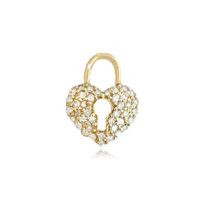 Pave Heart Lock Huggie Charm