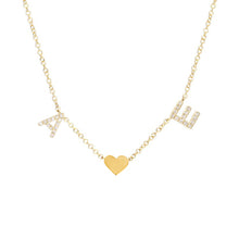 Load image into Gallery viewer, Spaced Pave Initials and Gold Charm Necklace
