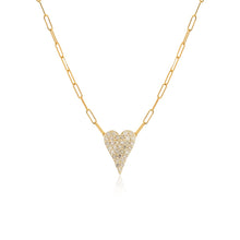 Load image into Gallery viewer, Small Pave Heart Paperclip Necklace - Rose Gold
