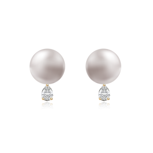 Pearl and Solitaire Diamond Earring