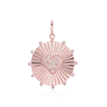 Load image into Gallery viewer, Round Striped Pave Heart Medallion Charm
