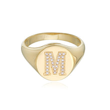 Load image into Gallery viewer, Signet Pave Initial Ring
