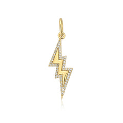Small Pave Outline Lightning Bolt Charm