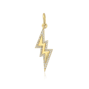Small Pave Outline Lightning Bolt Charm