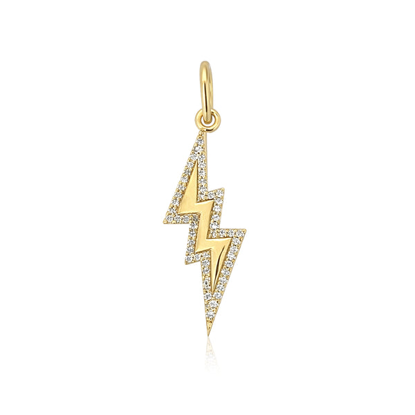 Small Pave Outline Lightning Bolt Charm