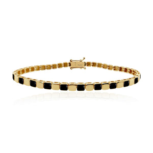 Small Golden Square Spaced Enamel Bracelet