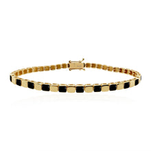 Load image into Gallery viewer, Small Golden Square Spaced Enamel Bracelet- 14K Yellow Gold
