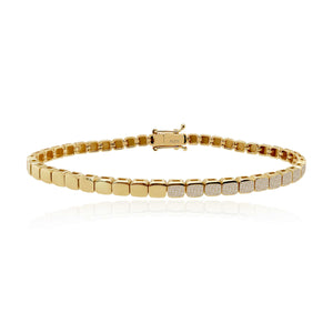 Small Golden Square Half Pave Bracelet