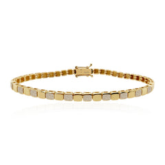 Small Golden Square Full Spaced Pave Bracelet, elegant and dainty custom 14k gold jewelry design