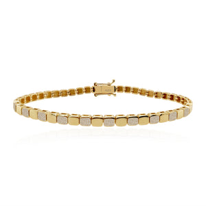 Small Golden Square Full Spaced Pave Bracelet