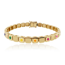Load image into Gallery viewer, Large Golden Square Rainbow Bezel Bracelet
