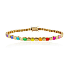 Load image into Gallery viewer, Small Golden Square Spaced Enamel Bracelet
