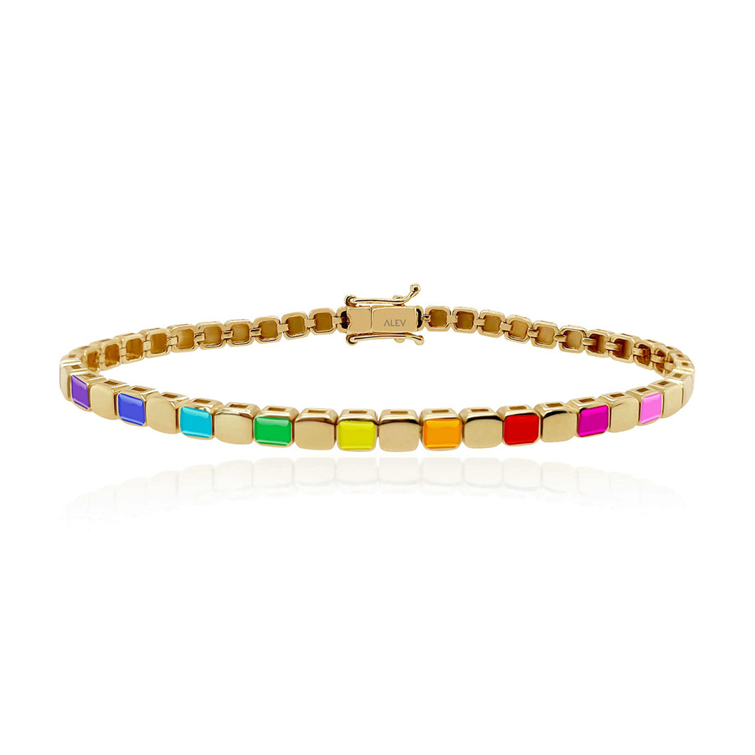 Small Golden Square Spaced Enamel Bracelet