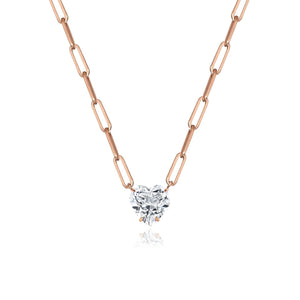 Heart Semi Precious Gemstone Paperclip Necklace